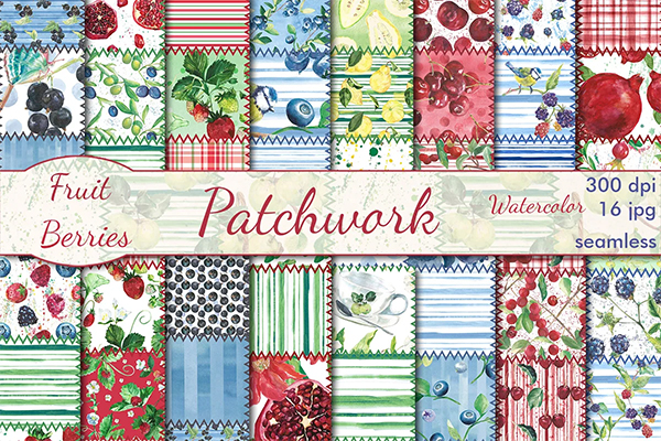 Fruit&Berries Patchwork patterns Template