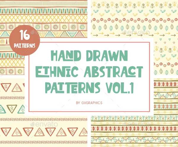 Hand Drawn Ethnic Abstract Patterns Template