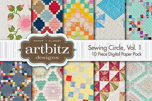 Best  Sewing Circle V1 Quilt Digital Paper