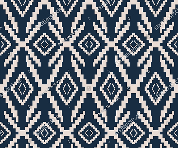 Aztec Kilim Blue-White Pattern Template