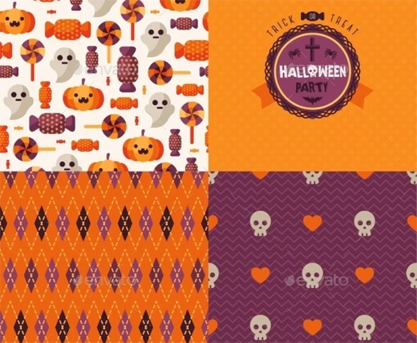 Best Seamless Patterns Set With Halloween Symbols