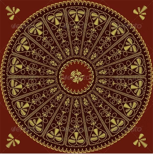 Best Vector Circle Lace Gold Pattern