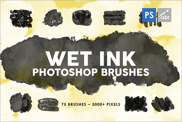 Wet Ink Photoshop Stamp Brushes Template