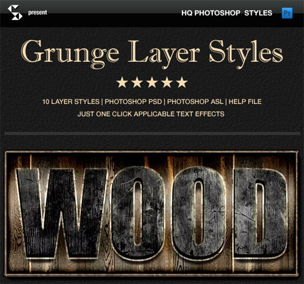 Wood Grunge layer styles & rust, nature