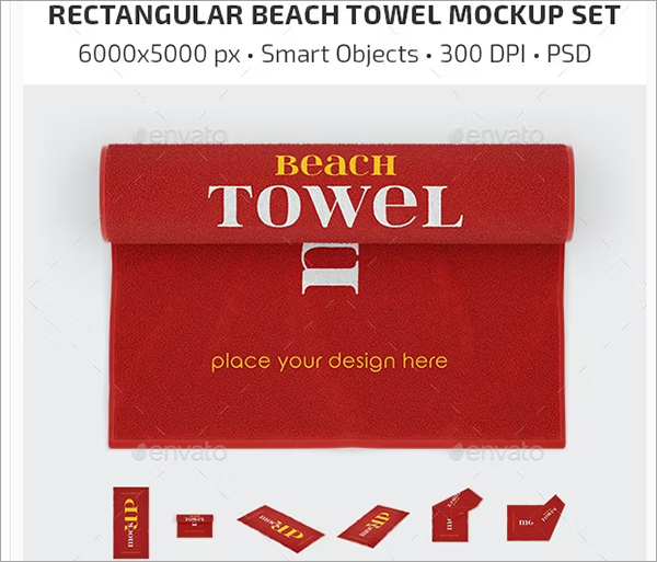 Rectangular Beach Towel Mockup Set