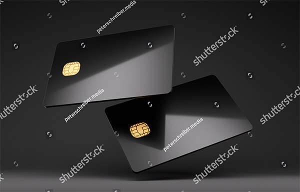 Black Plastic Credit Card Vector Mockup