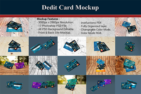 Debit Card Mockup Organized Layer