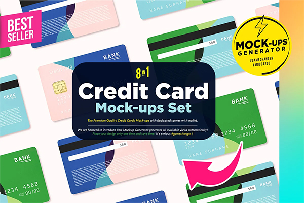 Credit Cards 8x Mock-ups Generator
