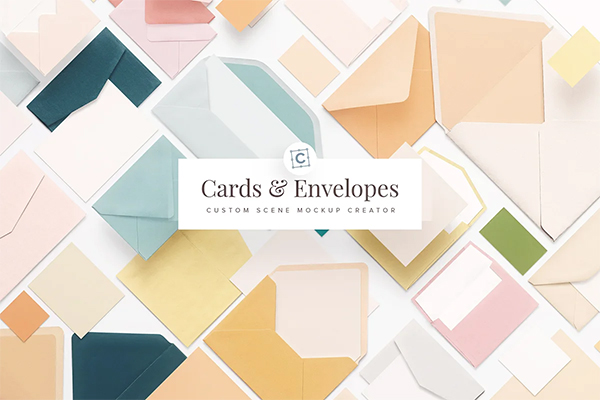 Greeting Cards & Envelopes Mockups Scene