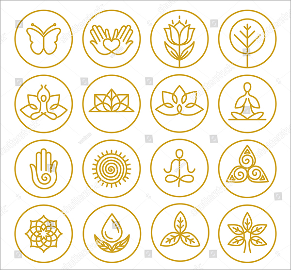 Vector yoga icons Logo Template
