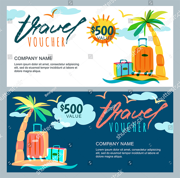 Vector Gift Travel Voucher Template Design
