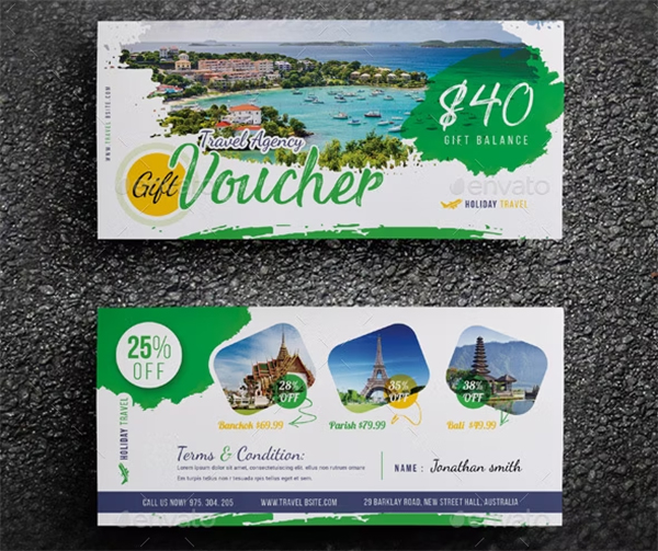 Travel Agency Gift Voucher PSD Template