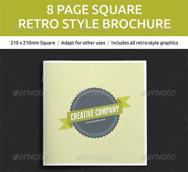 8 Page Square Retro Style Brochure Template