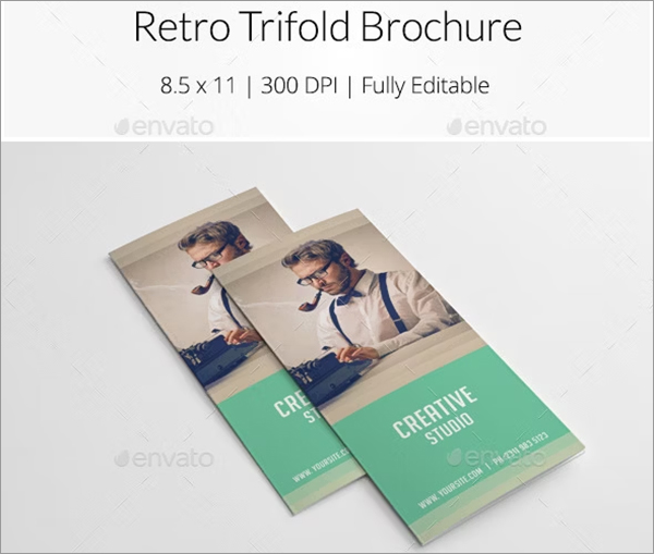 Retro Style Trifold Brochure Template Design