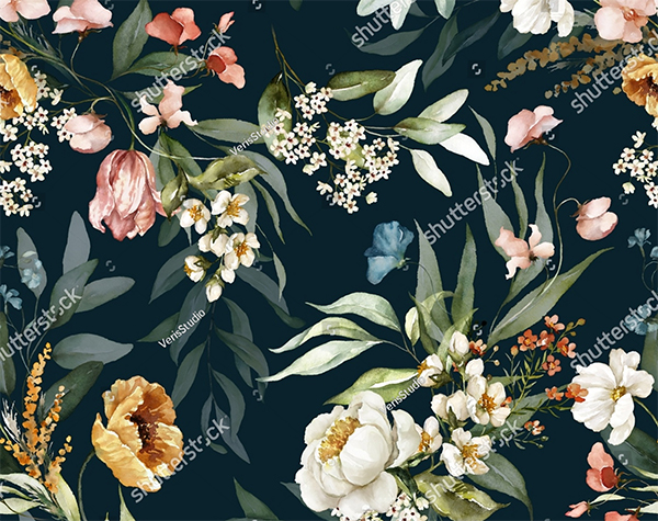 Seamless Watercolor Foral Pattern Template