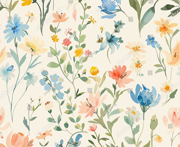 Sweet Flower Watercolor Seamless Pattern