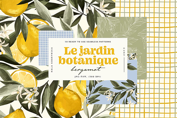 Bergamot & Citrus Fruits Patterns Design