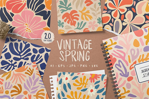 Vintage Spring Patterns Template