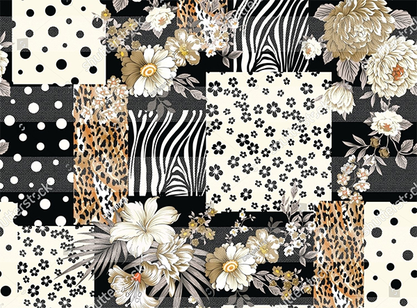 Flower Patchwork Vector Pattern Template