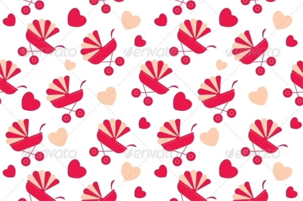 Seamless Baby Carriages Pattern Template