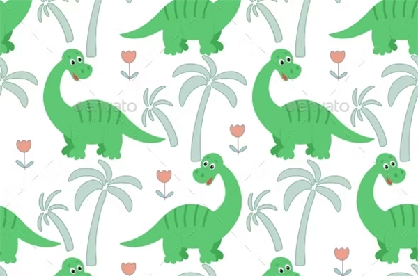 Baby Seamless Pattern with Dinosaurs Template