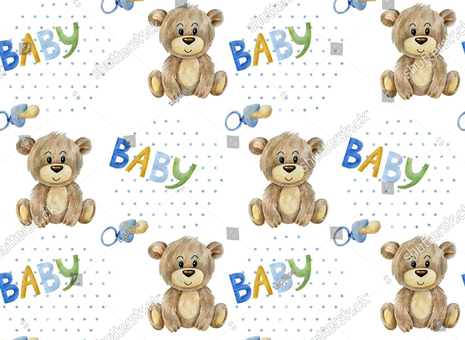 Baby Watercolor Vector Pattern Template