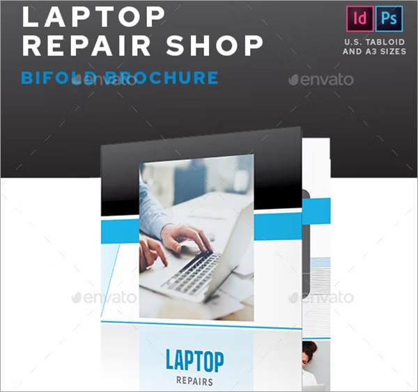 Laptop Repair Shop Bifold Brochure Template