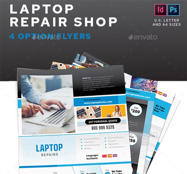 Laptop Repair Shop Flyers & Brochure Template