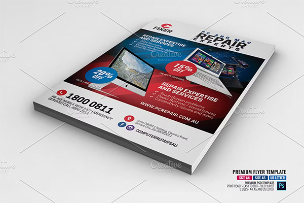 Macbook and PC Service Center Flyer & Brochure