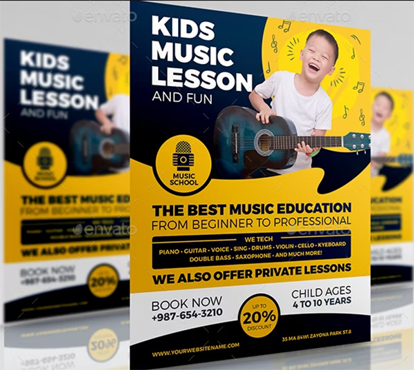 Child Music Lesson Services Flyer Template