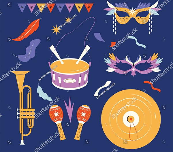 Brazilian Carnival Music Flyer Vector Template
