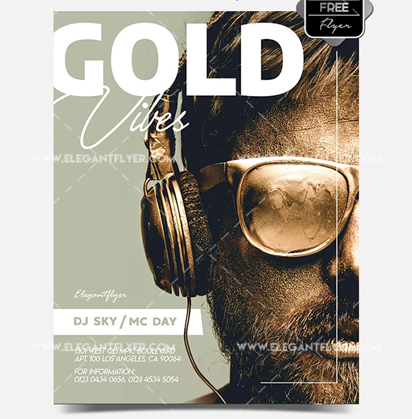 Golden Vibes Free Music Flyer Template