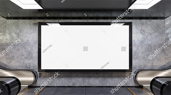 Large Panoramic Billboard Subway Mockup