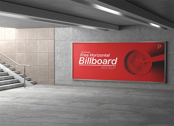Free PSD Subway Horizontal Billboard Mockup