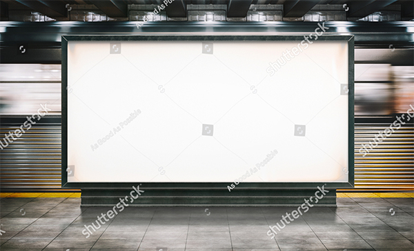 Train Subway Station Horizontal Poster Mockup