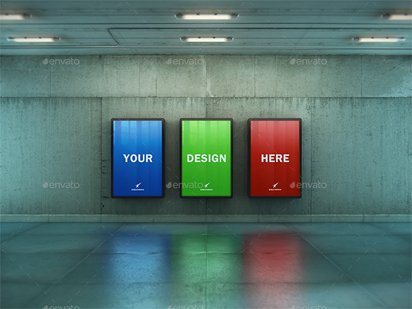 Poster Urban Subway Lightbox Mock-Ups