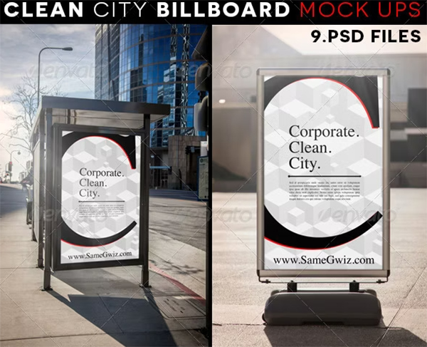 Bench Clean City Advertising Billboard Mock-Ups