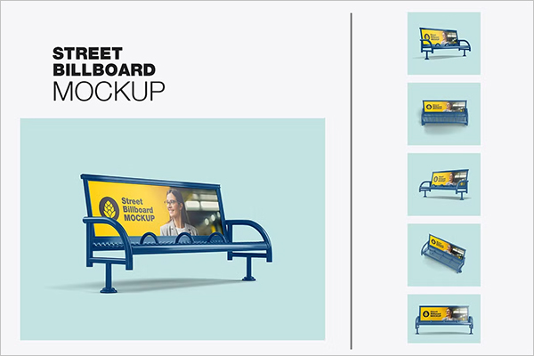Metallic Bench Advertising Mockup