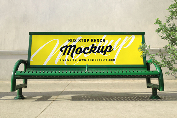 Free PSD Outdoor Advertising Bus Stop Bench Mockup