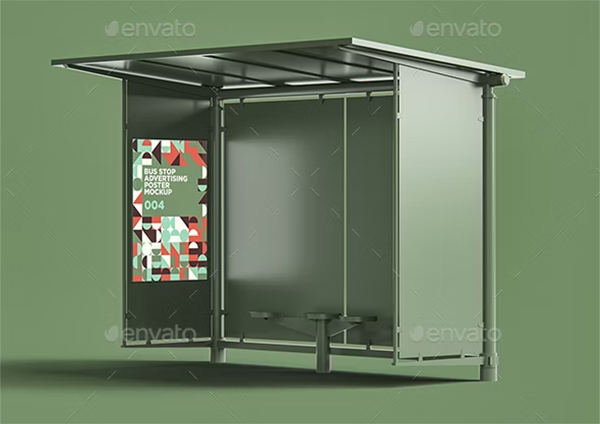 Bench Bus Stop Advertising Template Mockup