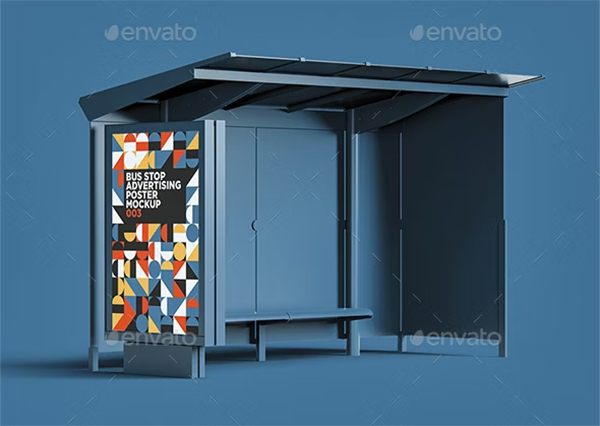 Bench Bus Stop Advertising Design Mockup