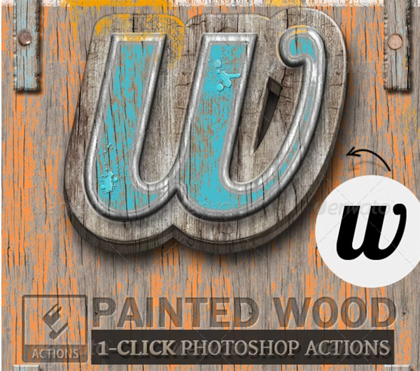 3D Painted Wood Photoshop Actions