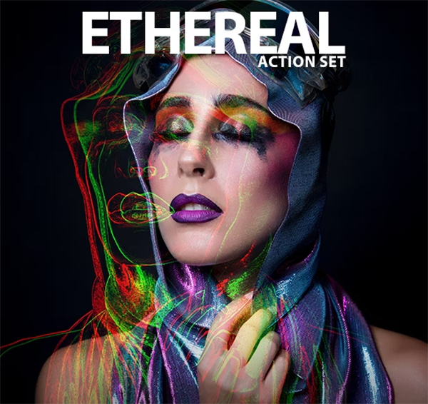3D Ethereal Colorful Ghostly Outlines Photo Action