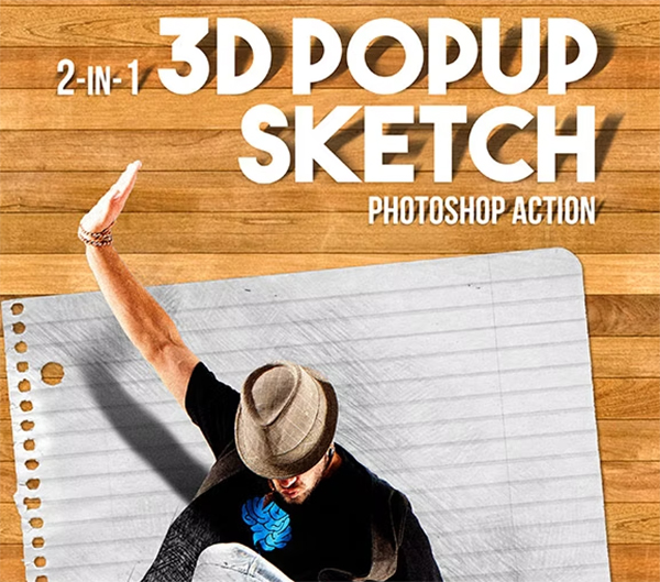 3D Popup Sketch Photoshop Action