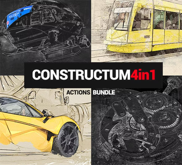 3D Constructum Photoshop Actions Bundle