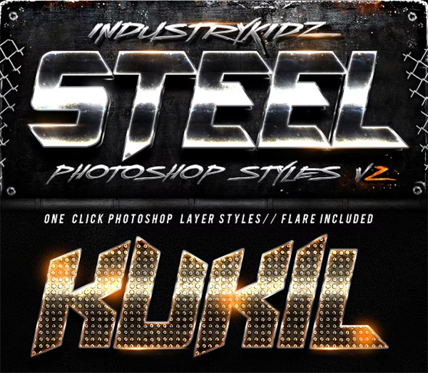 Metal Steel Photoshop Layers Styles Design