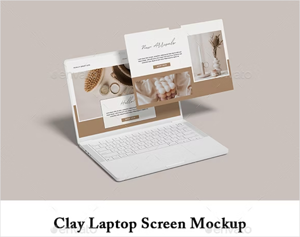 Clay Laptop Screen Mockup Template