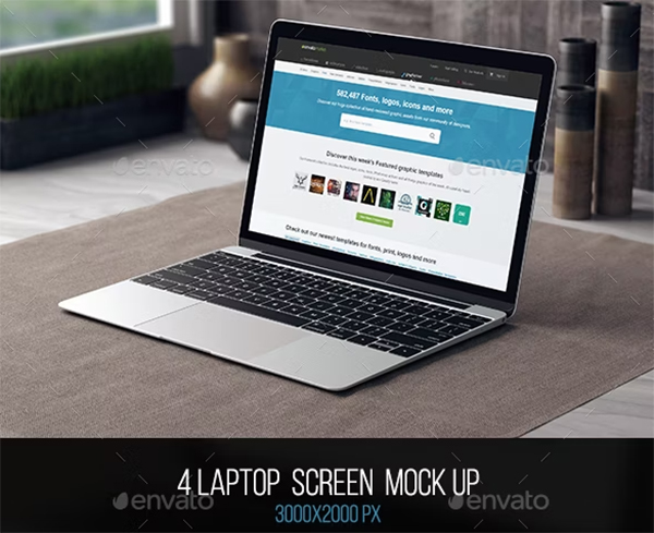 Laptop Screen PSD Mockup
