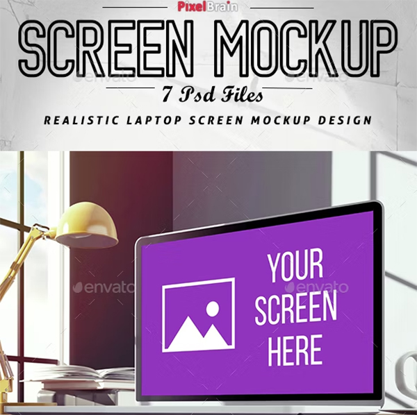 Realistic Laptop Screen Mockup Design
