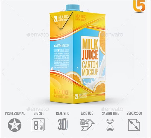 Milk and Juice Carton Mock-Up Templates